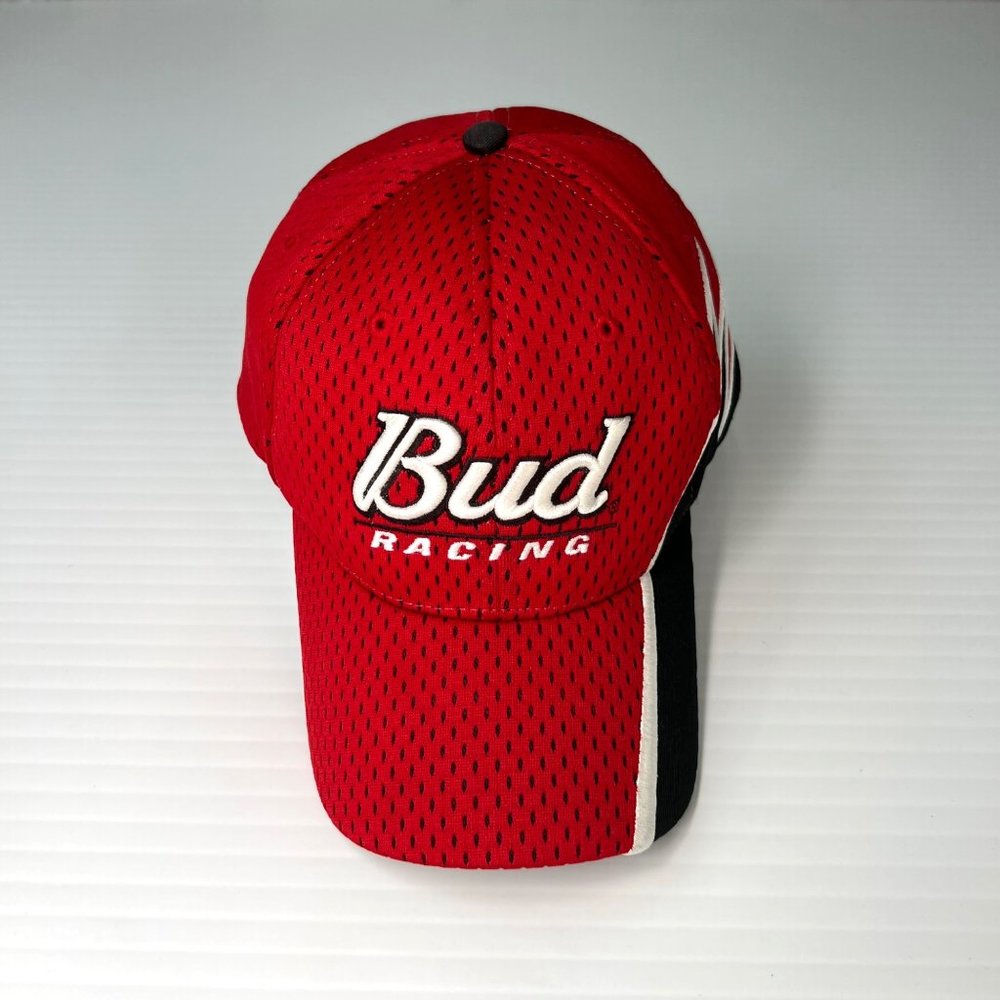 DP Racing Hat Mens Adjustable Bud Racing Logo Red Flame Brim Nascar Embroidered